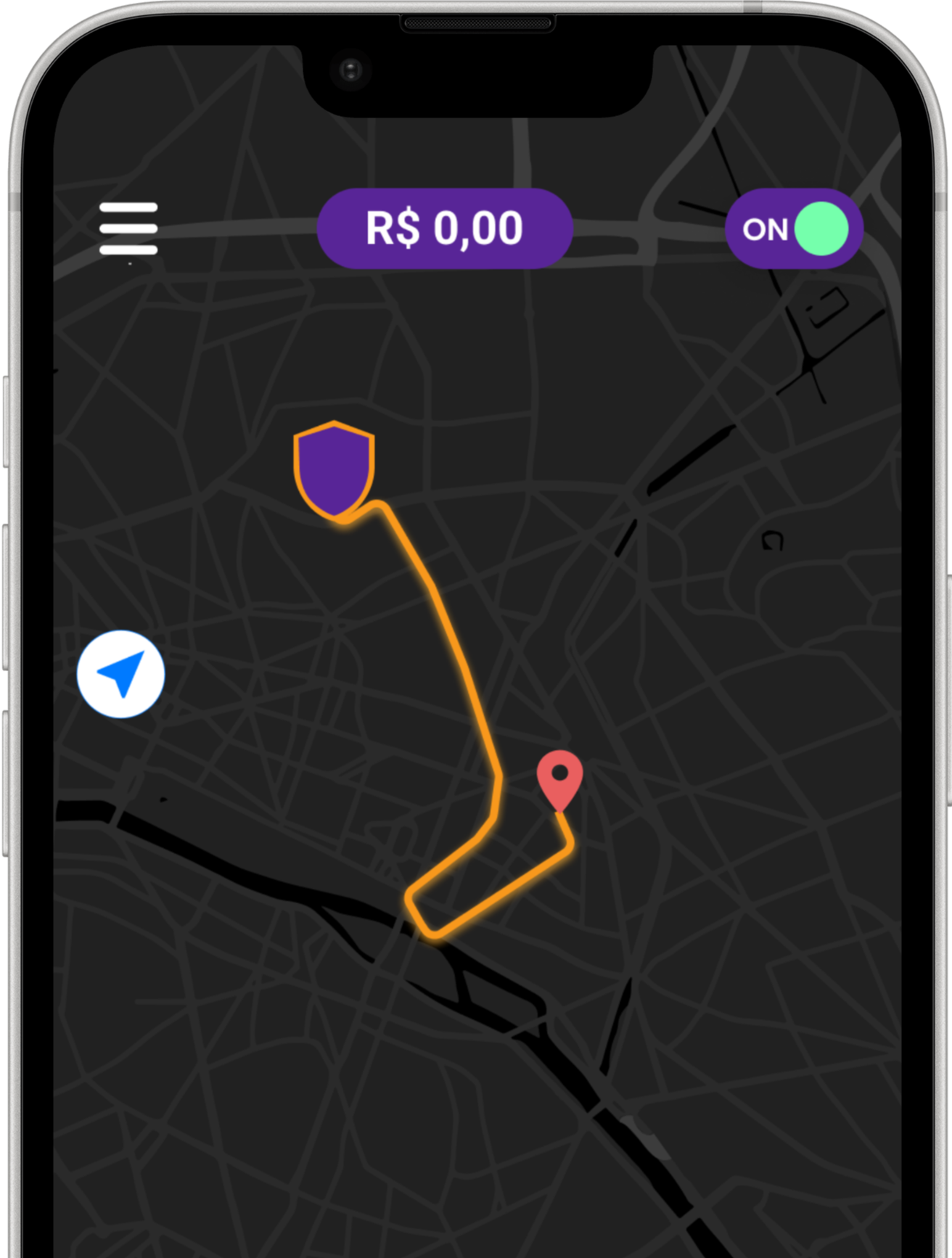 App ZipMove Motorista com mapa de navegação em tempo real