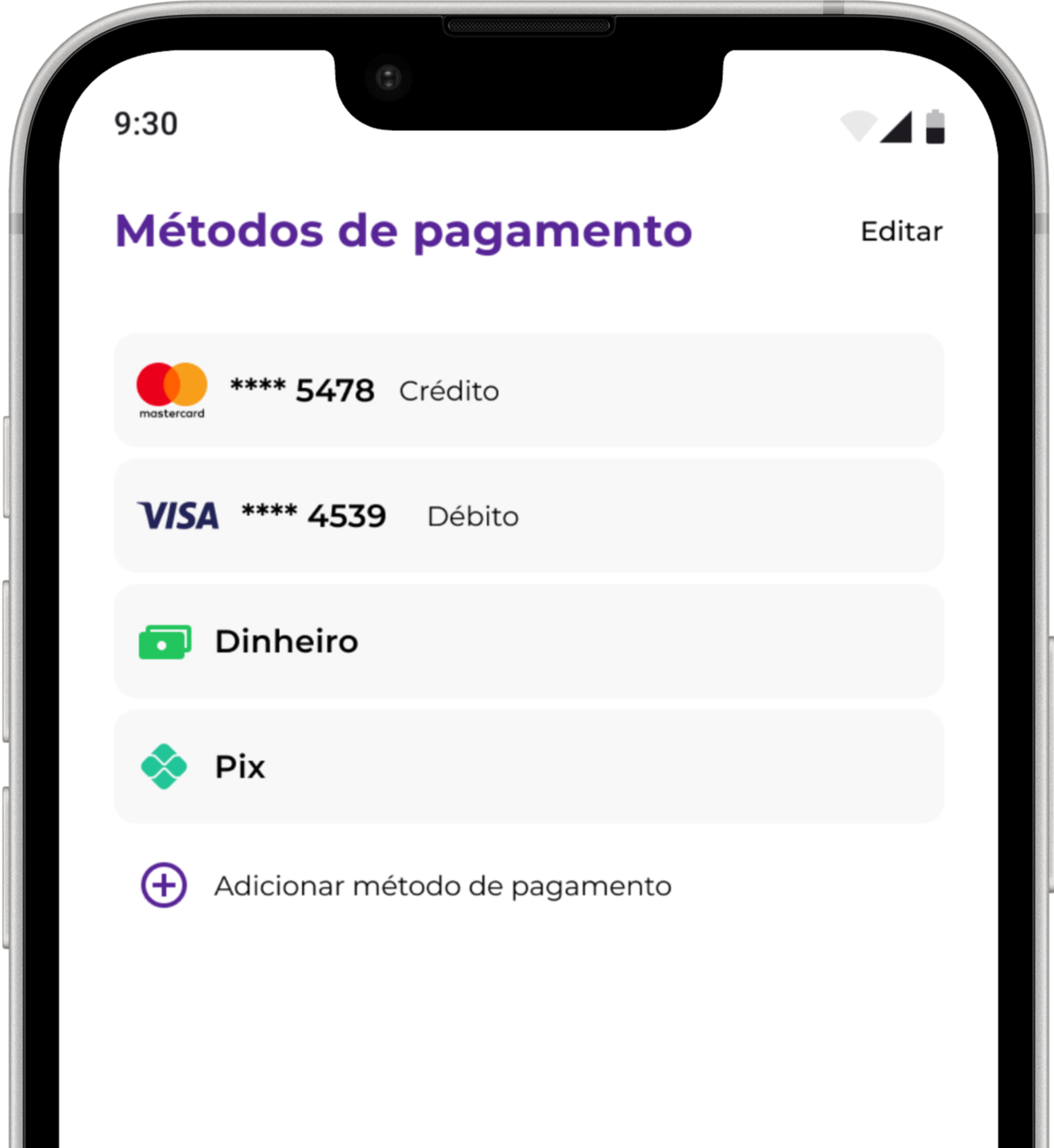 Tela de pagamento do App ZipMove Passageiro